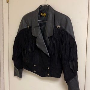 Vintage Scully Leather Black Fringed Jacket